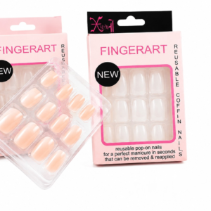 Reusable Press-On Nails β Glossy Nude Coffin Fake Nails Set (24 PCS)